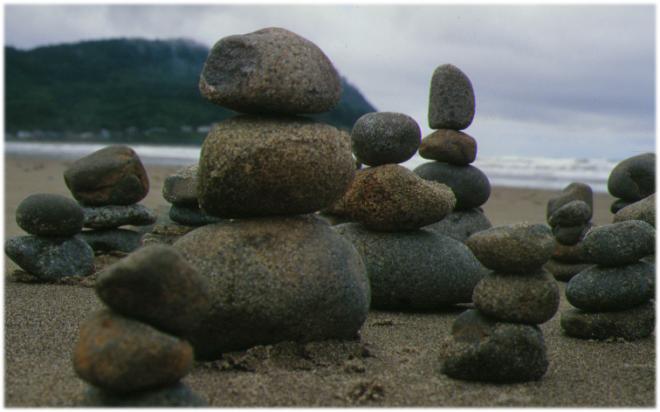 Seaside cairns